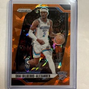 Panini Prizm Card with Orange and Silver Accents
